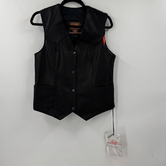 NWT Milwaukee Leathers MLL4545 Black leather Classic 4 snap vest - Picture 2 of 7